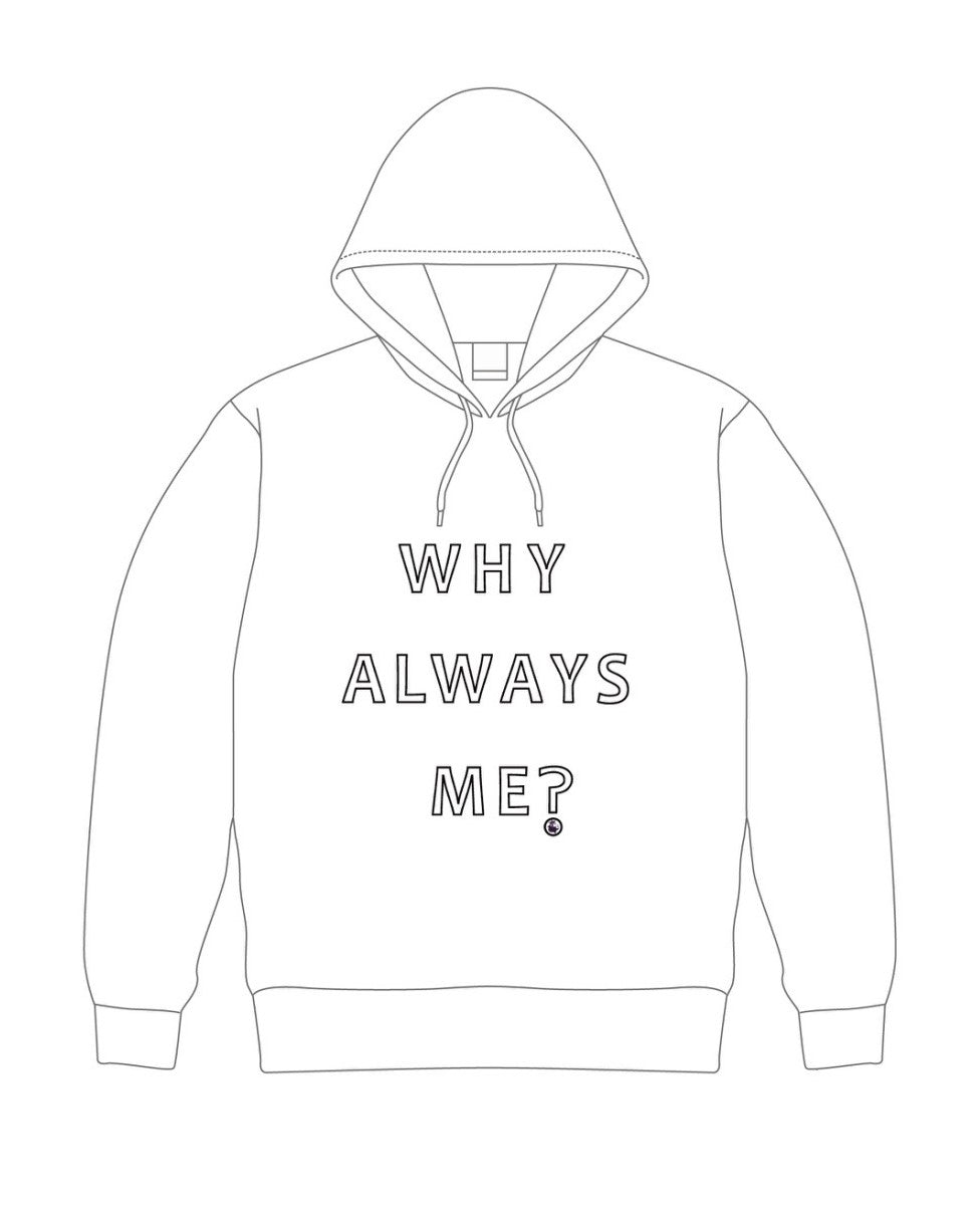 Why Always Me？ プルオーバーパーカー(white)